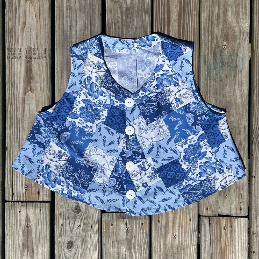 Blue button down, oversized flowy tank top